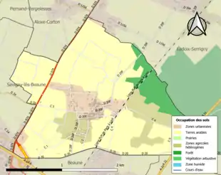 Carte en couleurs présentant l'occupation des sols.