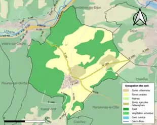 Carte en couleurs présentant l'occupation des sols.