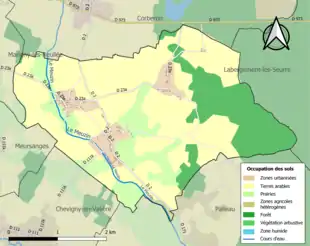 Carte en couleurs présentant l'occupation des sols.