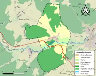 Carte en couleurs présentant l'occupation des sols.