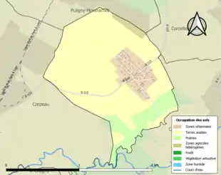 Carte en couleurs présentant l'occupation des sols.