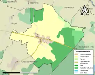 Carte en couleurs présentant l'occupation des sols.