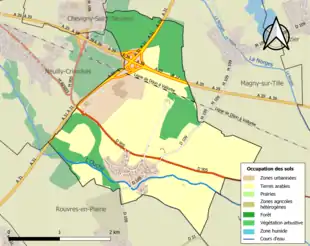 Carte en couleurs présentant l'occupation des sols.