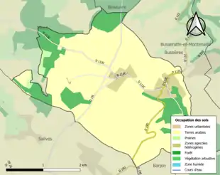 Carte en couleurs présentant l'occupation des sols.