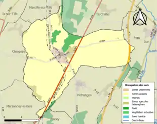 Carte en couleurs présentant l'occupation des sols.