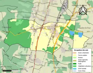 Carte en couleurs présentant l'occupation des sols.