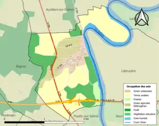 Carte en couleurs présentant l'occupation des sols.