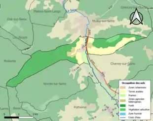 Carte en couleurs présentant l'occupation des sols.