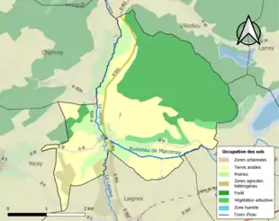 Carte en couleurs présentant l'occupation des sols.