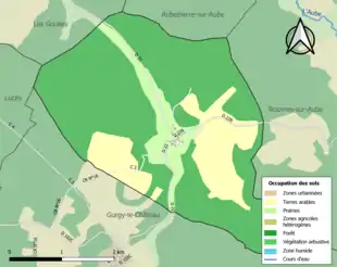 Carte en couleurs présentant l'occupation des sols.