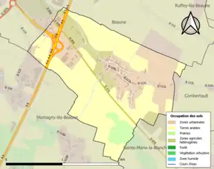 Carte en couleurs présentant l'occupation des sols.