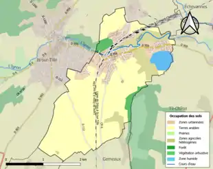 Carte en couleurs présentant l'occupation des sols.