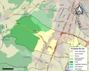 Carte en couleurs présentant l'occupation des sols.