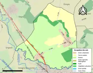 Carte en couleurs présentant l'occupation des sols.