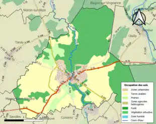 Carte en couleurs présentant l'occupation des sols.