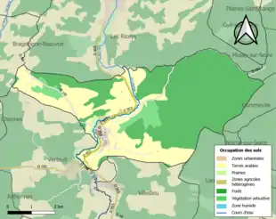 Carte en couleurs présentant l'occupation des sols.