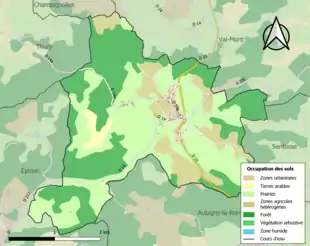 Carte en couleurs présentant l'occupation des sols.