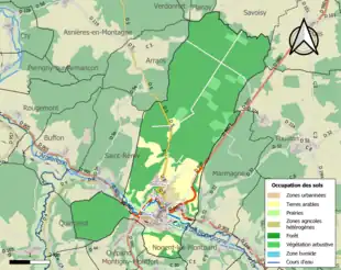 Carte en couleurs présentant l'occupation des sols.