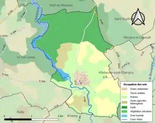 Carte en couleurs présentant l'occupation des sols.