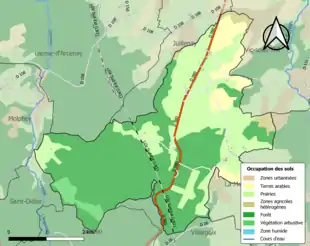 Carte en couleurs présentant l'occupation des sols.