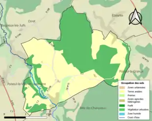 Carte en couleurs présentant l'occupation des sols.