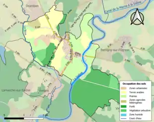 Carte en couleurs présentant l'occupation des sols.