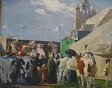 Lucien Simon : La Parade de cirque forain au pardon de Notre-Dame-de-la-Joie (1919, huile sur toile, musée des beaux-arts de Quimper)