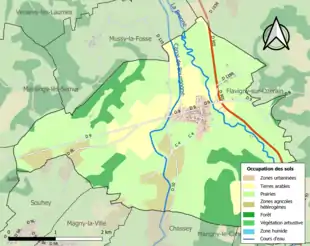 Carte en couleurs présentant l'occupation des sols.