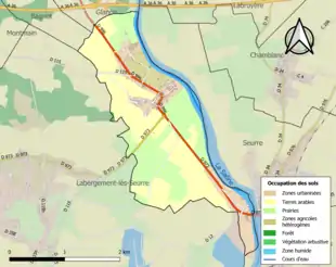 Carte en couleurs présentant l'occupation des sols.