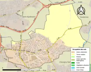 Carte en couleurs présentant l'occupation des sols.