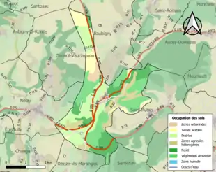 Carte en couleurs présentant l'occupation des sols.