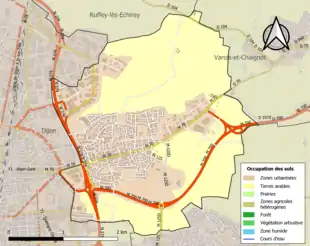 Carte en couleurs présentant l'occupation des sols.