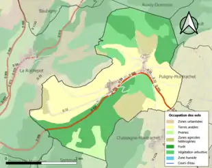 Carte en couleurs présentant l'occupation des sols.