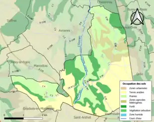 Carte en couleurs présentant l'occupation des sols.