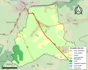 Carte en couleurs présentant l'occupation des sols.