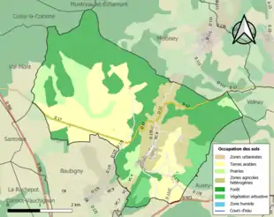 Carte en couleurs présentant l'occupation des sols.