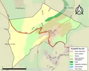 Carte en couleurs présentant l'occupation des sols.