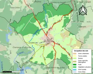 Carte en couleurs présentant l'occupation des sols.