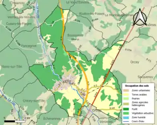 Carte en couleurs présentant l'occupation des sols.