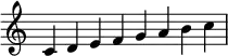  {
\override Score.TimeSignature #'stencil = ##f
\relative c' { 
  \clef treble \time 8/4
  c4^\markup {} d e f g a b c
  }
}