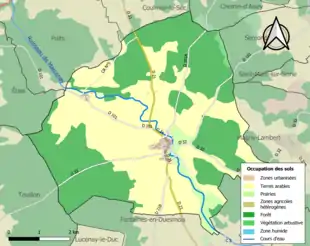 Carte en couleurs présentant l'occupation des sols.