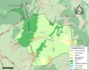 Carte en couleurs présentant l'occupation des sols.