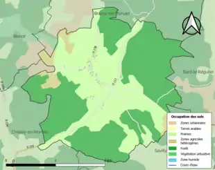 Carte en couleurs présentant l'occupation des sols.