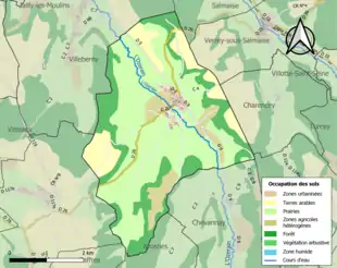 Carte en couleurs présentant l'occupation des sols.