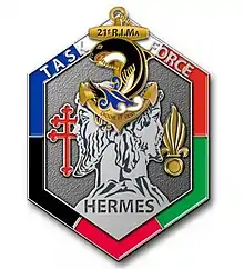 Insigne du 21e régiment d'infanterie marine lors de la Task Force Hermès (Afghanistan).