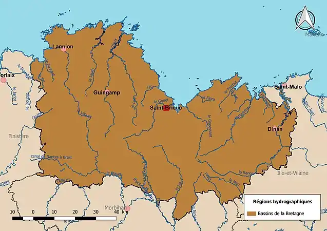 Les Côtes-d'Armor est dans une seule région hydrographique.