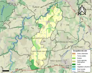 Carte en couleurs présentant l'occupation des sols.