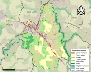 Carte en couleurs présentant l'occupation des sols.