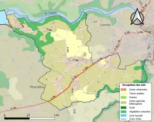 Carte en couleurs présentant l'occupation des sols.