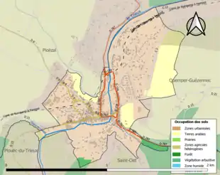 Carte en couleurs présentant l'occupation des sols.